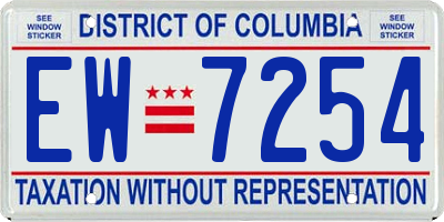 DC license plate EW7254