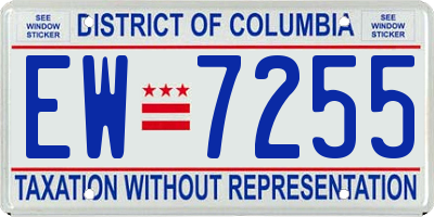 DC license plate EW7255