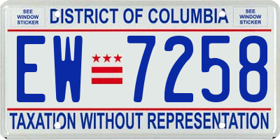 DC license plate EW7258