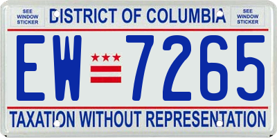 DC license plate EW7265