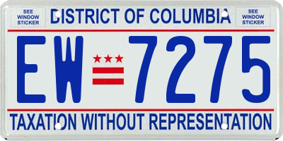 DC license plate EW7275