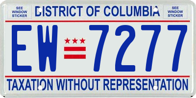 DC license plate EW7277