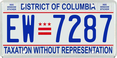 DC license plate EW7287
