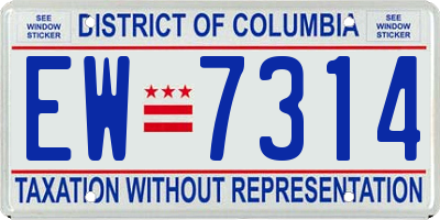 DC license plate EW7314