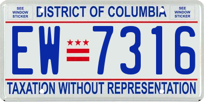 DC license plate EW7316