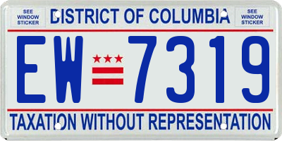 DC license plate EW7319