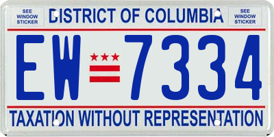 DC license plate EW7334
