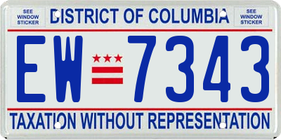 DC license plate EW7343