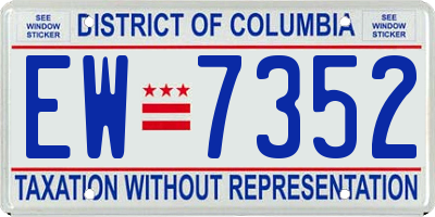 DC license plate EW7352