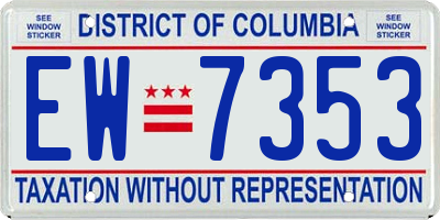DC license plate EW7353