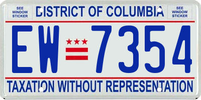 DC license plate EW7354