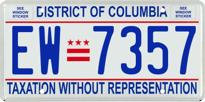 DC license plate EW7357