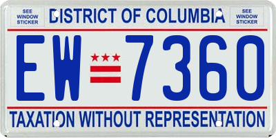 DC license plate EW7360