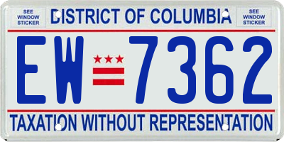 DC license plate EW7362