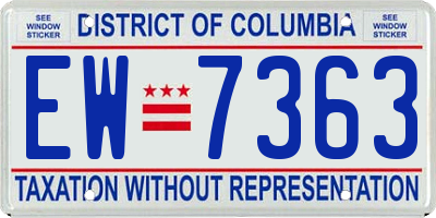 DC license plate EW7363