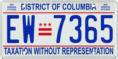 DC license plate EW7365
