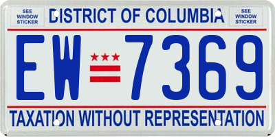 DC license plate EW7369