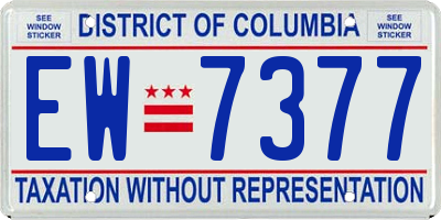 DC license plate EW7377
