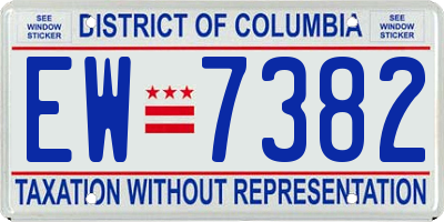DC license plate EW7382