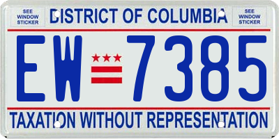 DC license plate EW7385