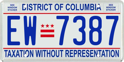 DC license plate EW7387