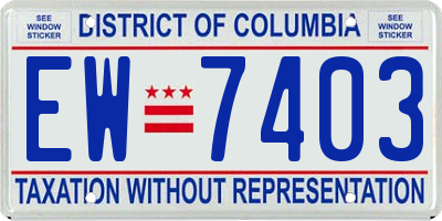 DC license plate EW7403