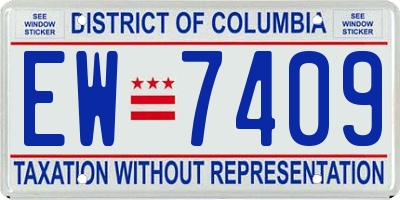 DC license plate EW7409