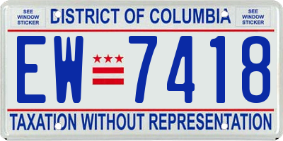 DC license plate EW7418