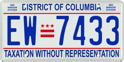 DC license plate EW7433