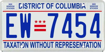 DC license plate EW7454