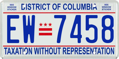 DC license plate EW7458