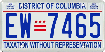 DC license plate EW7465