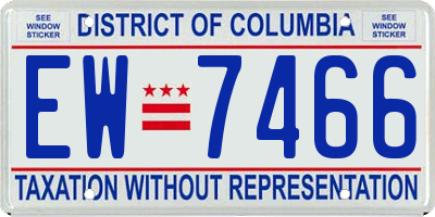 DC license plate EW7466