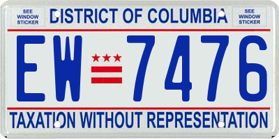 DC license plate EW7476