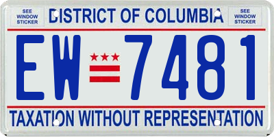 DC license plate EW7481