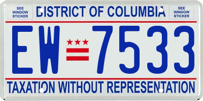 DC license plate EW7533