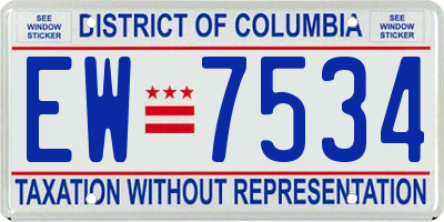 DC license plate EW7534