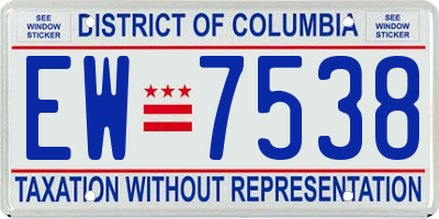 DC license plate EW7538