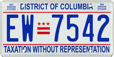 DC license plate EW7542