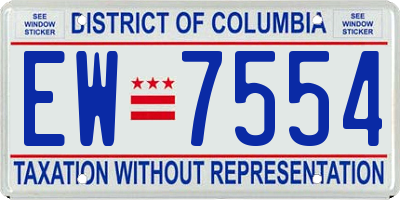 DC license plate EW7554