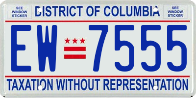DC license plate EW7555