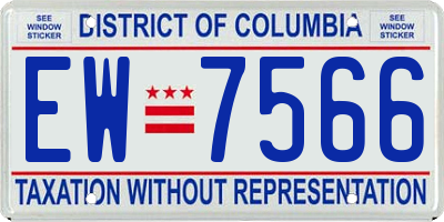 DC license plate EW7566