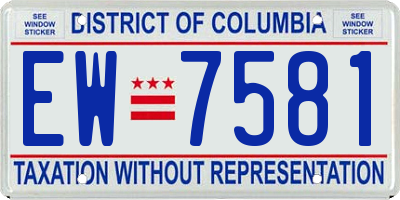 DC license plate EW7581