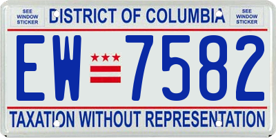 DC license plate EW7582