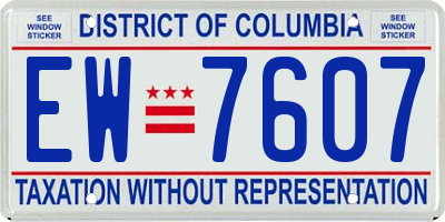 DC license plate EW7607