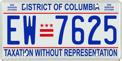 DC license plate EW7625