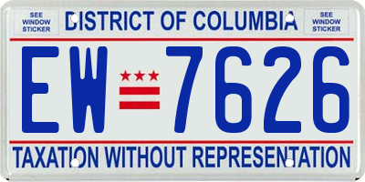 DC license plate EW7626