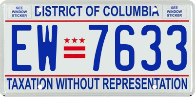 DC license plate EW7633