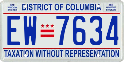 DC license plate EW7634