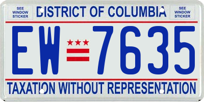 DC license plate EW7635
